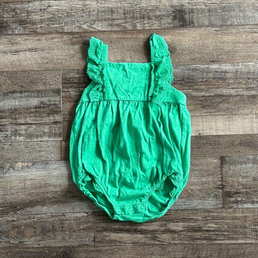 Carter’s Green Lace-Trim Baby Bubble Romper
